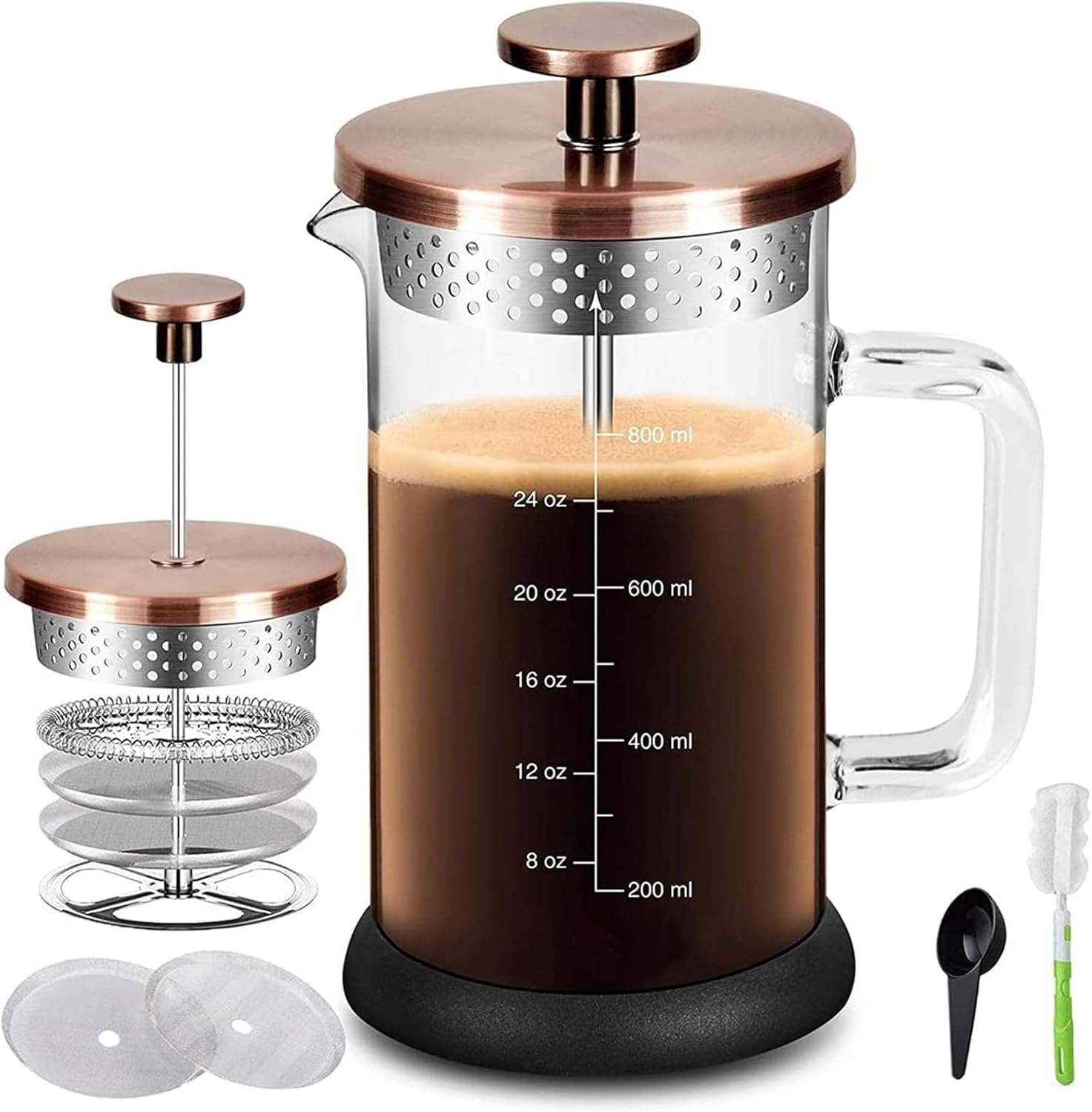 French Press Glass - French Press Coffee Maker 34oz, 4-Level