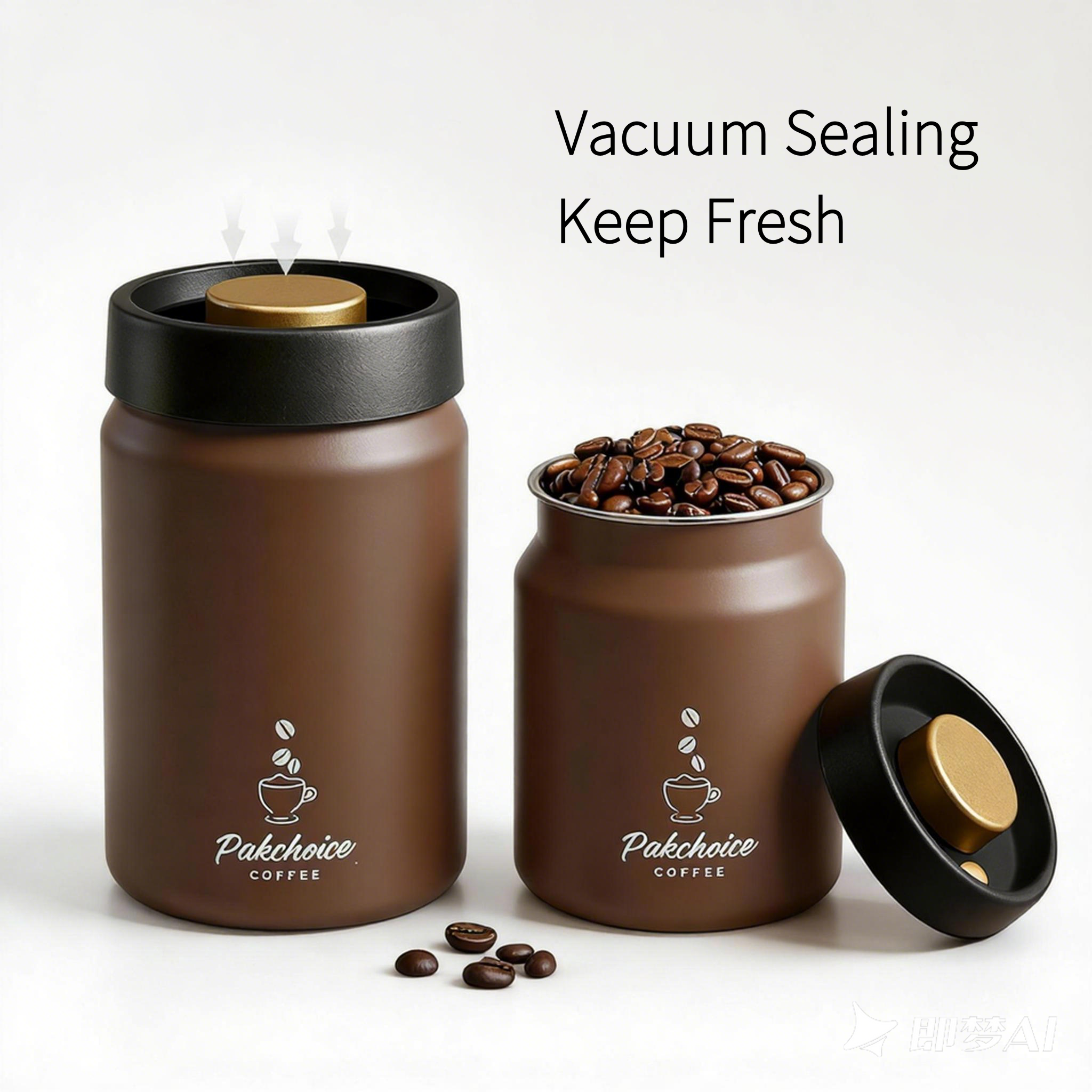 Coffee Tea Canister Set - Vacuum Coffee Bean Storage Container Stainless