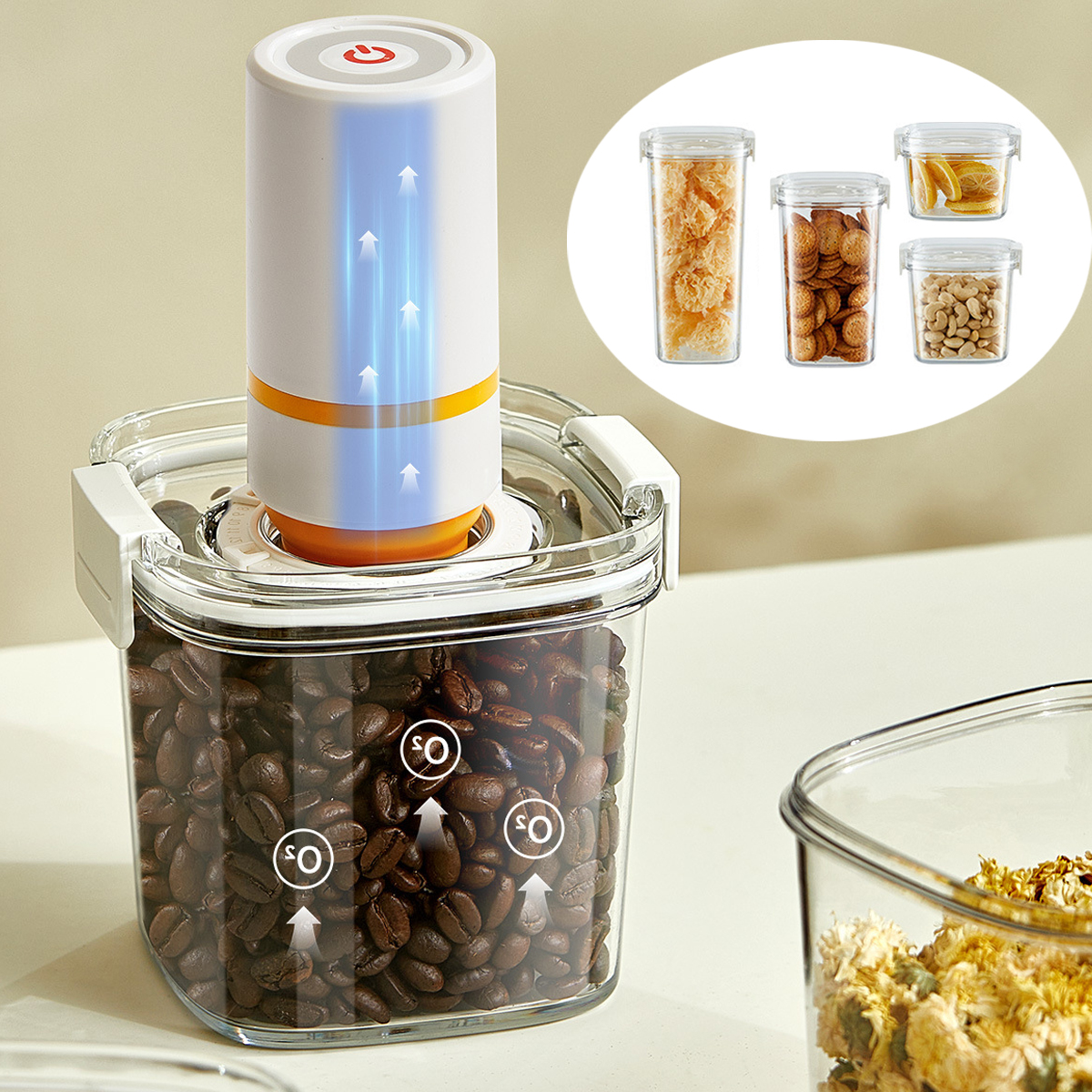 Coffee Tea Canister Set - Vacuum Sealed Tank Coffee Beans Vacuum