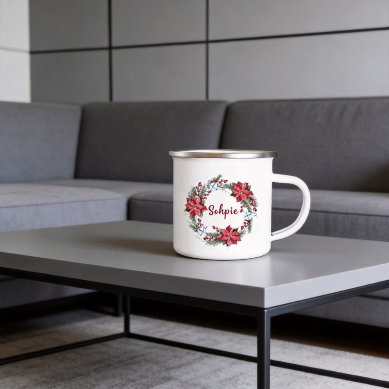 Coffee Tea Name - Custom Name Christmas Party Mug Enamel