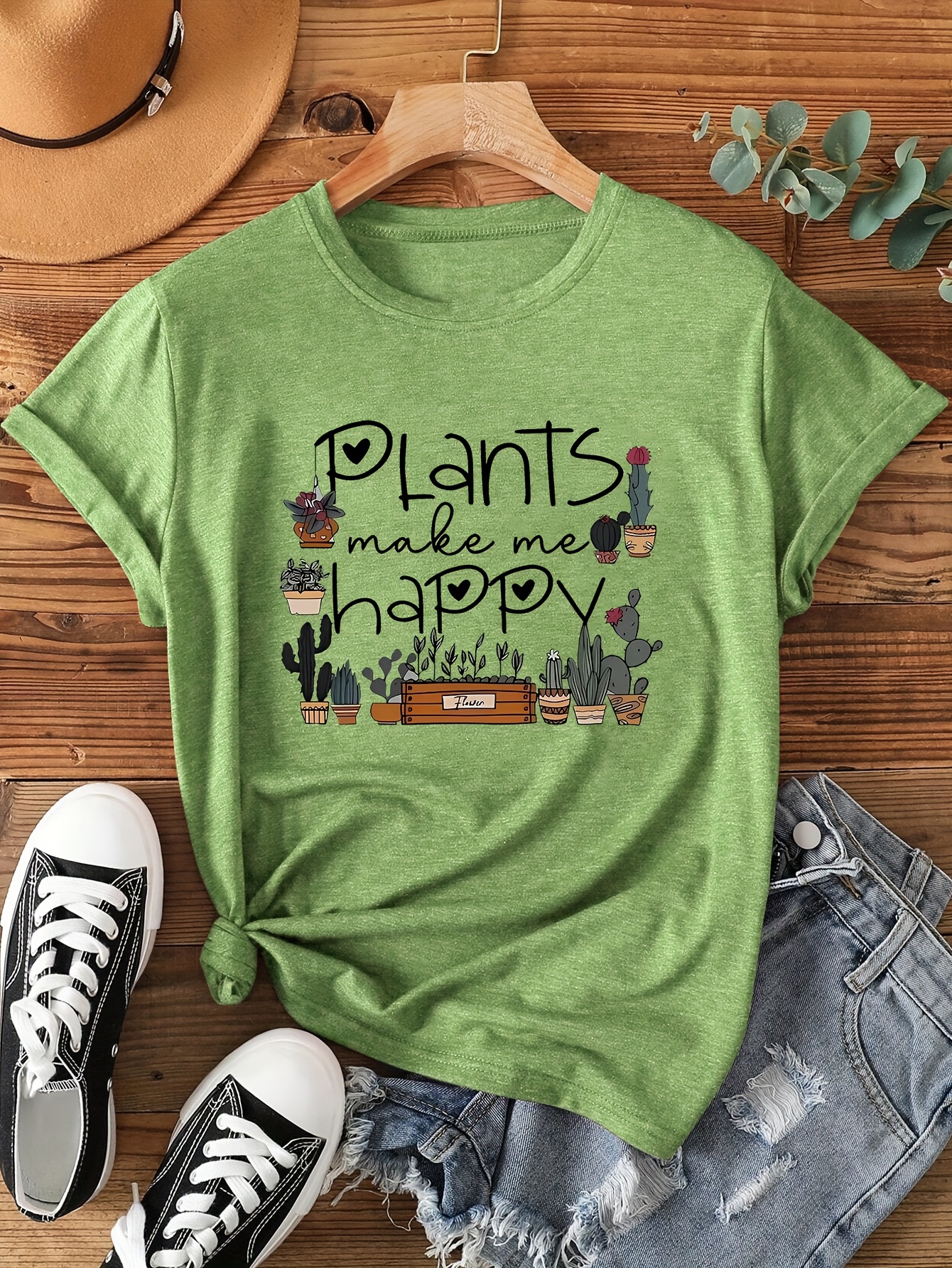 Coffee Tea Or Me - Plants Make Me Happy Women's Tee