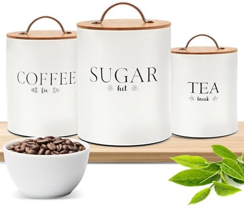 Coffee Tea Canister Set - D'Lifeful 3PC Airtight Tea Coffee Sugar