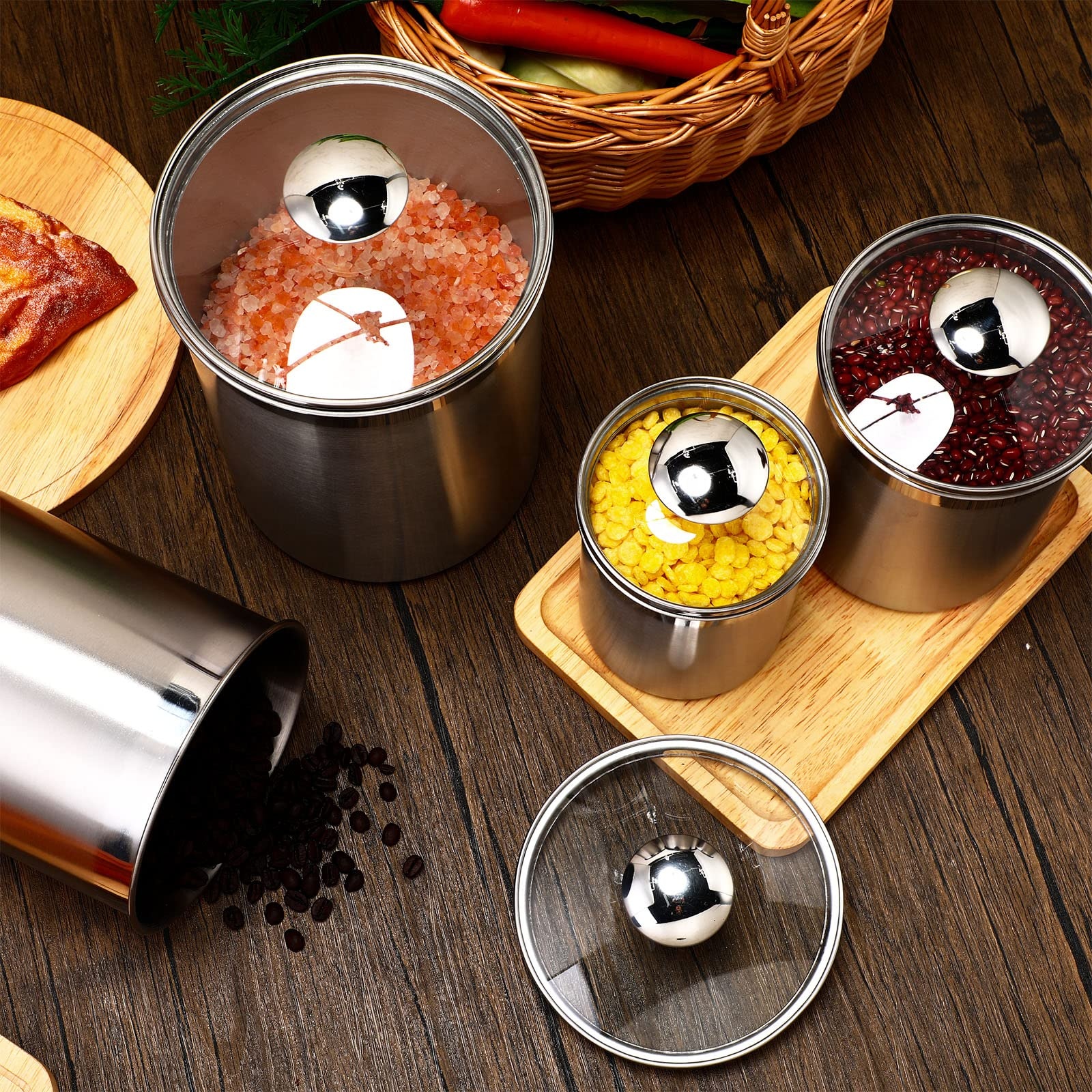Coffee Tea Canister Set - Food Storage Containers Tea Coffee Sugar