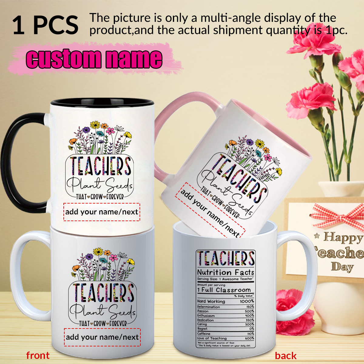 Coffee Tea Name - 1pc Customize Name Personalised Water Cups