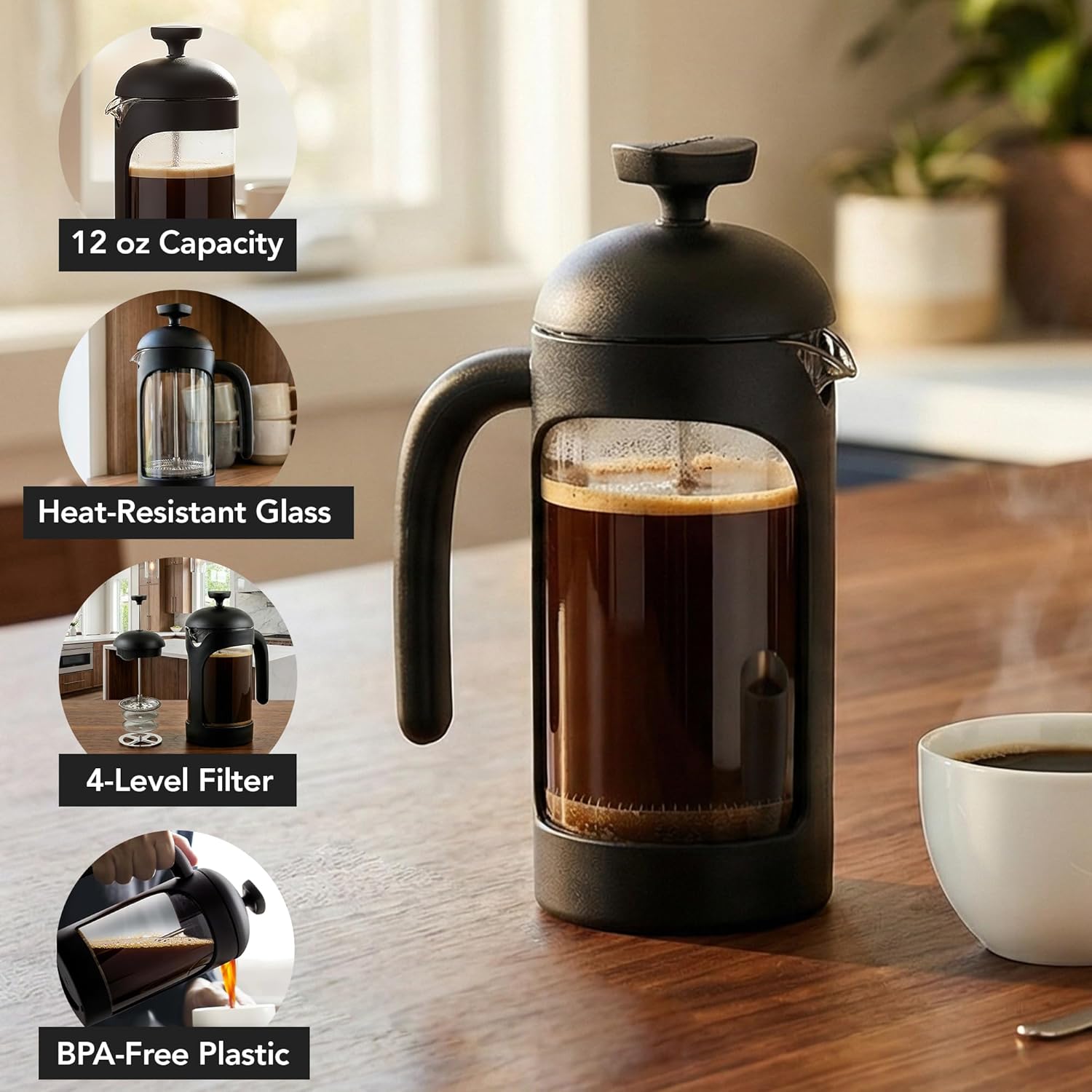 12oz French Press Coffee Maker - French Press Glass recensione e prezzo