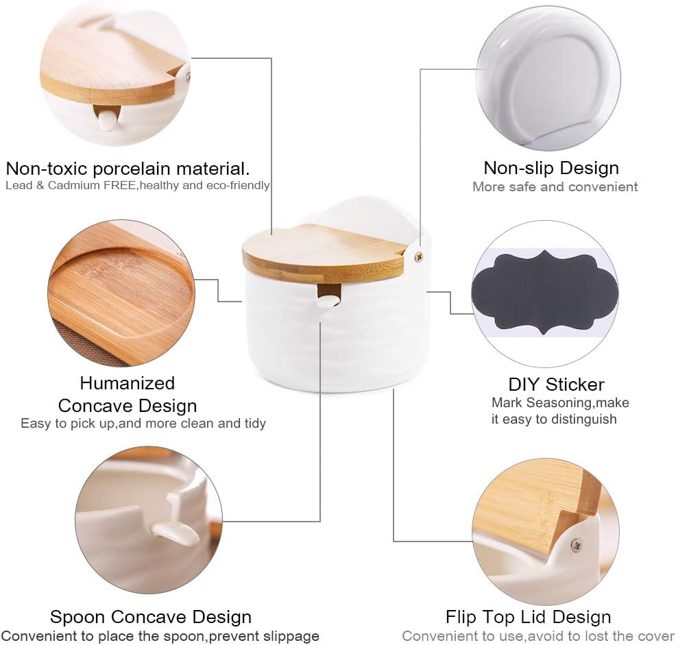 Ceramic Salt Cellars with Lids - Coffee Tea Spoon recensione e prezzo