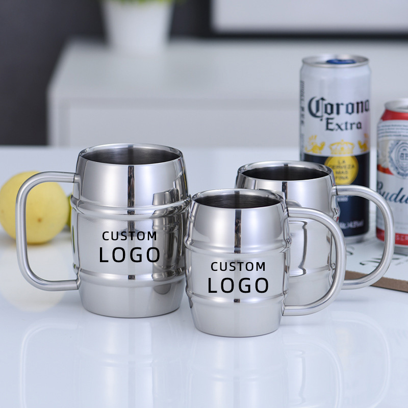 Stainless Steel Beer Cup Laser - Coffee Tea Logo recensione e prezzo