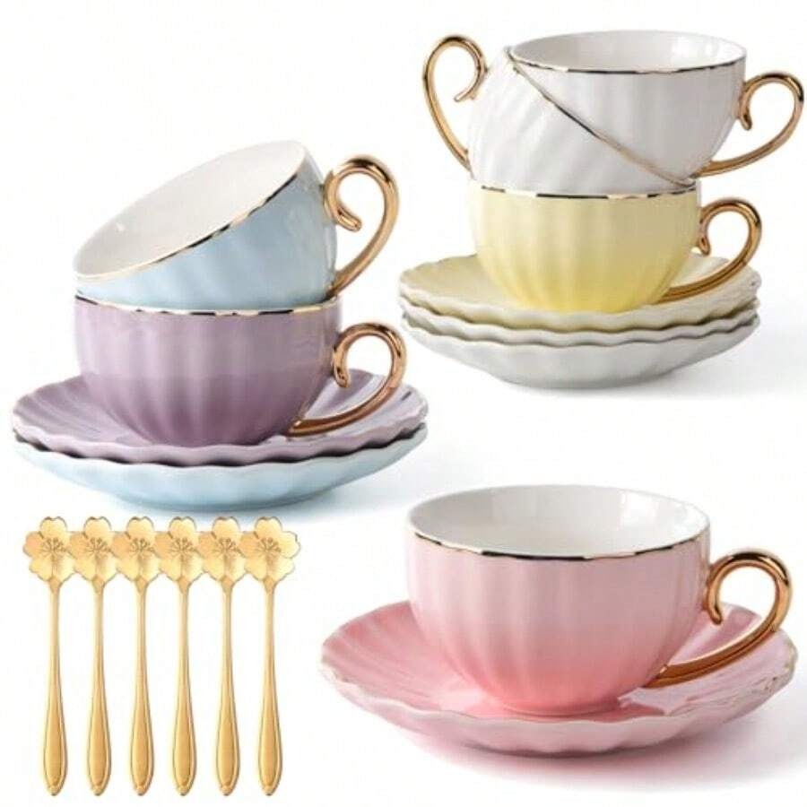 Tea Cups And Saucers Set 18-Pi - Coffee Tea Spoon recensione e prezzo