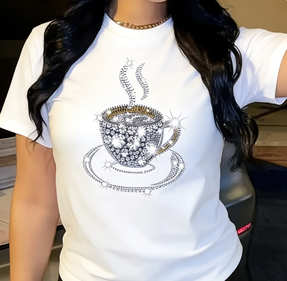 Women Rhinestone Coffee Cup T  - Coffee Tea Name recensione e prezzo