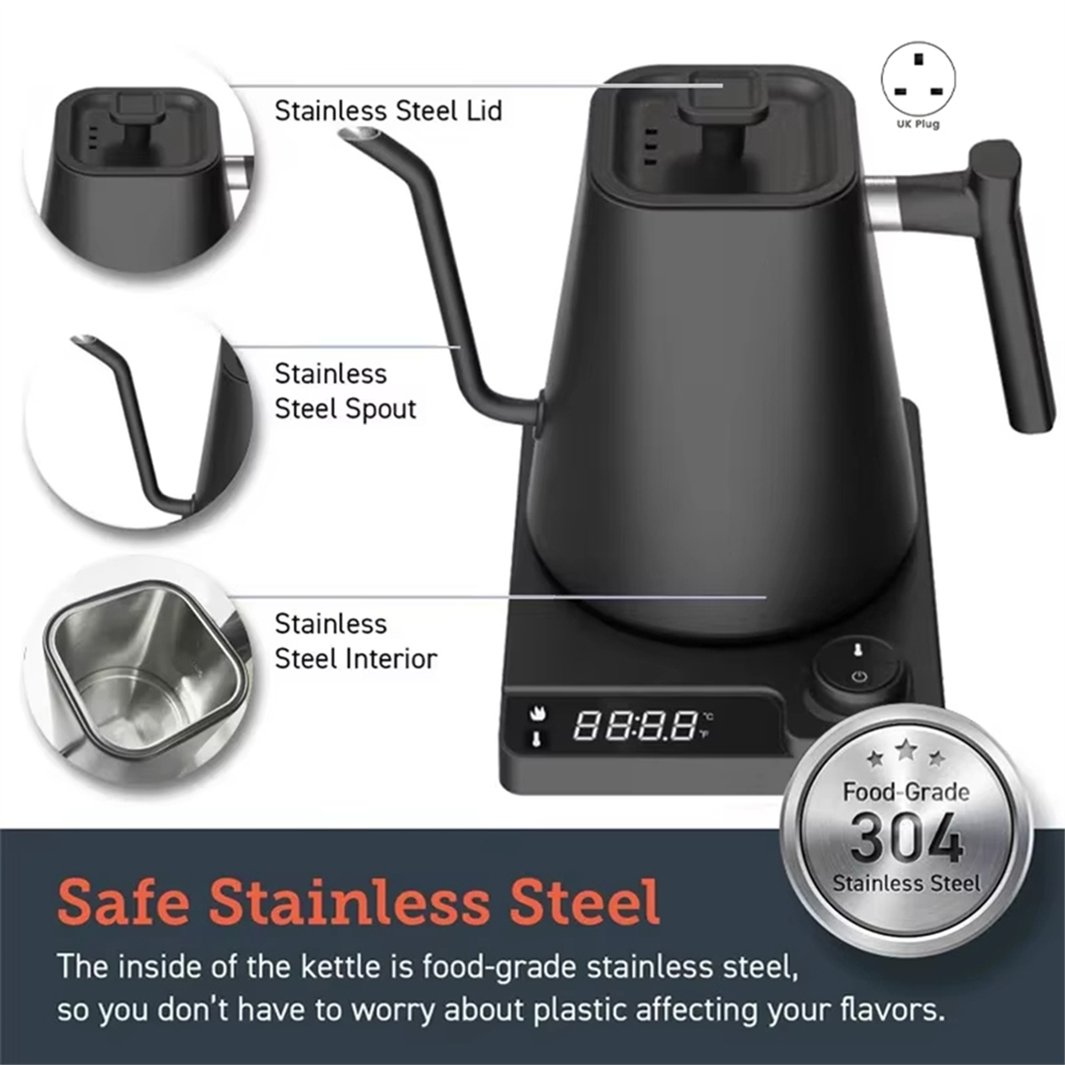 FZFZ Gooseneck Electric Kettle - Coffee Tea Uk recensione e prezzo