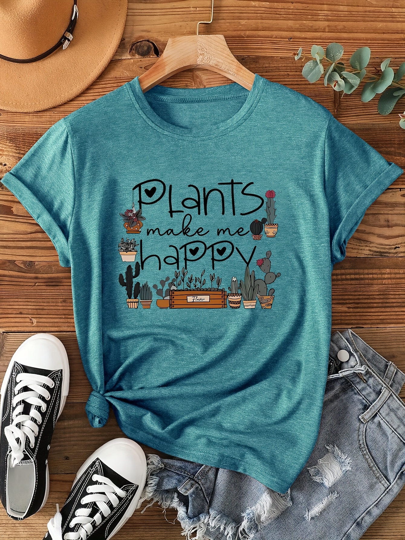 Plants Make Me Happy Women's T - Coffee Tea Or Me recensione e prezzo