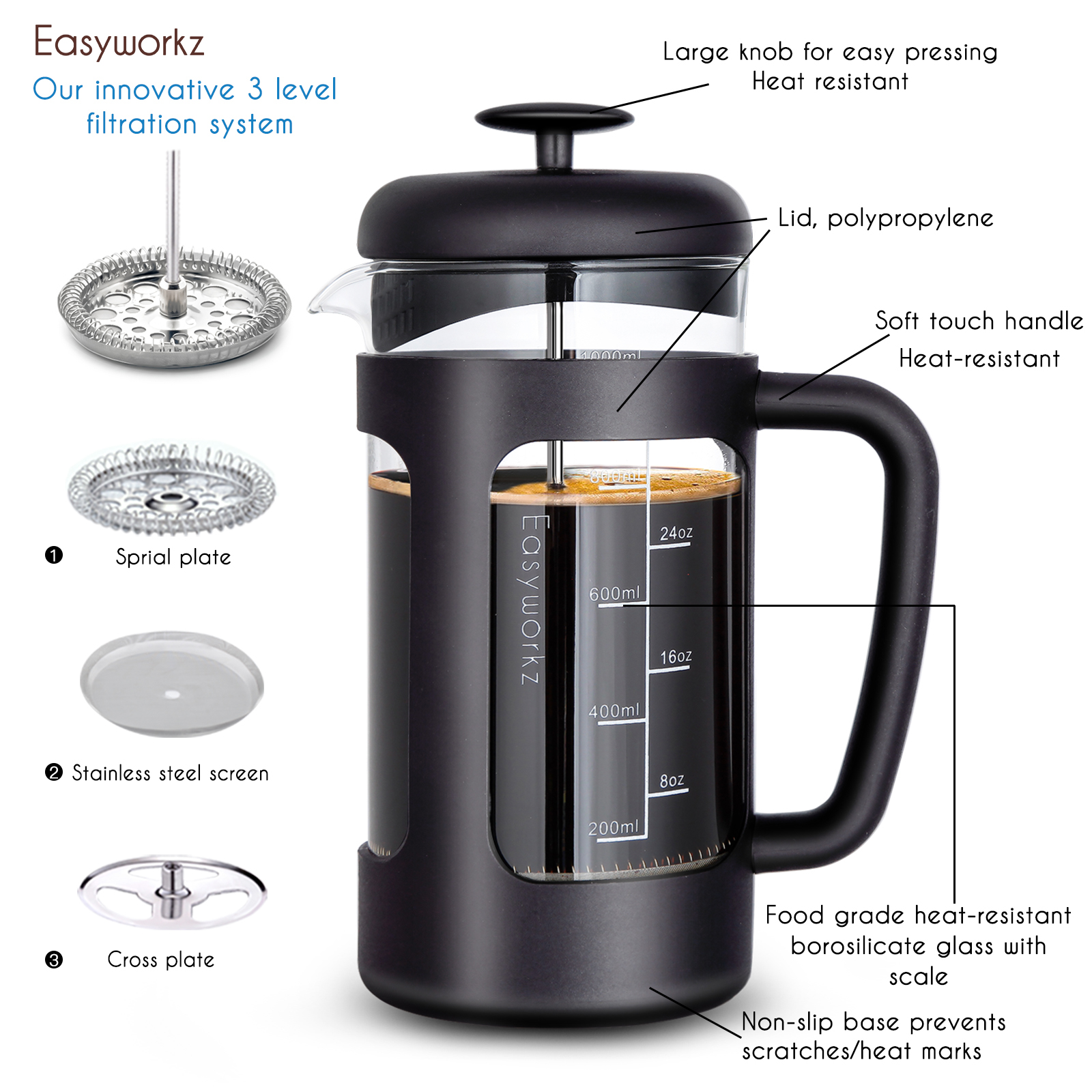 Easyworkz French Press  Coffee - French Press Glass recensione e prezzo