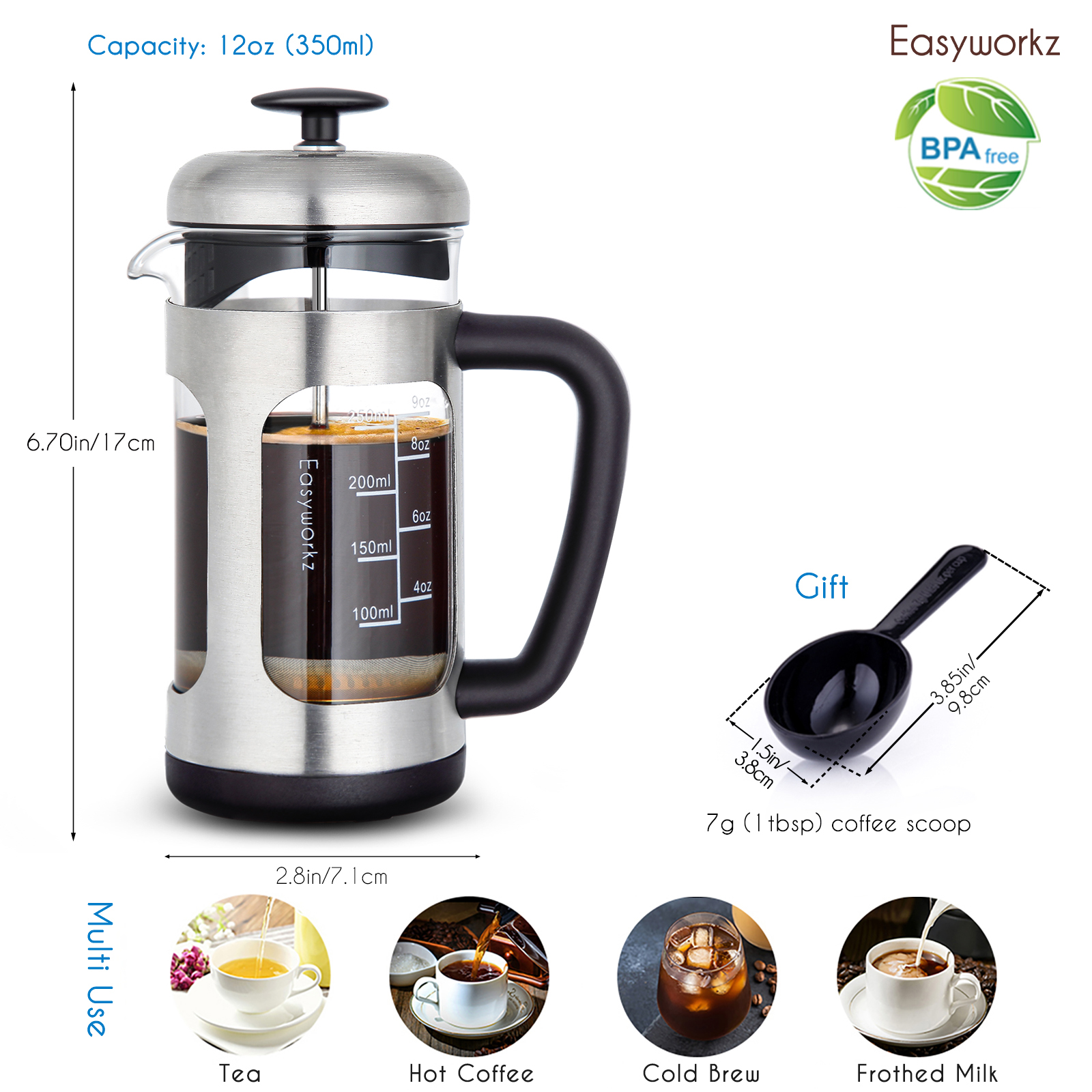 Easyworkz French Press  Coffee - French Press Glass recensione e prezzo