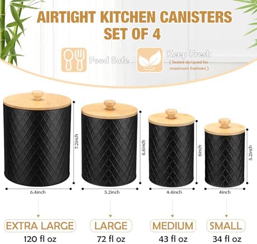 Reallnaive 4-Piece Black Coffe - Coffee Tea Canister Set recensione e prezzo