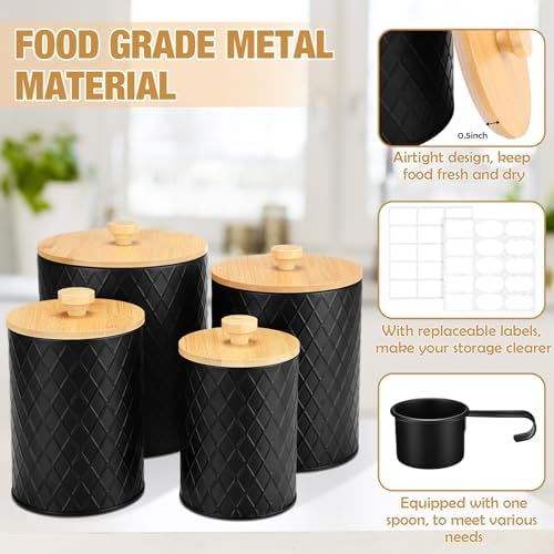 Reallnaive 4-Piece Black Coffe - Coffee Tea Canister Set recensione e prezzo