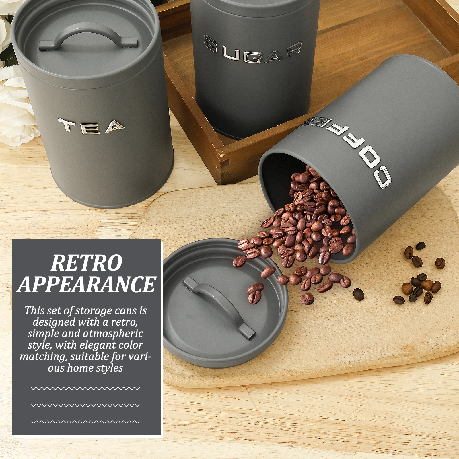 3 Pcs Tea Coffee Sugar Caniste - Coffee Tea Canister Set recensione e prezzo
