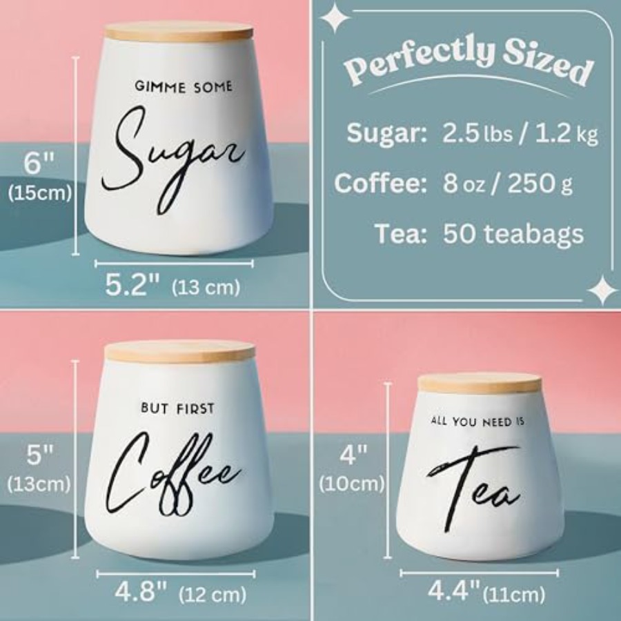 Coffee Tea and Sugar Ceramic C - Coffee Tea Canister Set recensione e prezzo